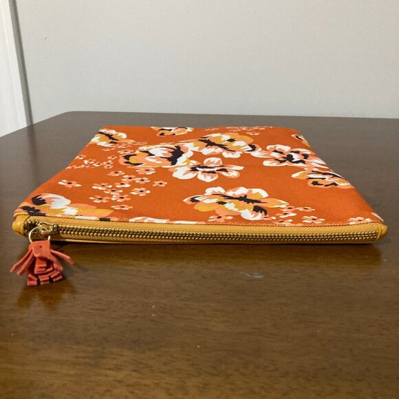 Rachel Pally Fold Over Clutch Retro Orange Yellow Floral Makeup Bag - Picture 3 of 7